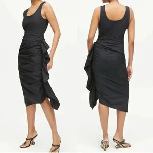 NEW Rhode Elsie Gathered Poplin LBD Midi Dress size 4